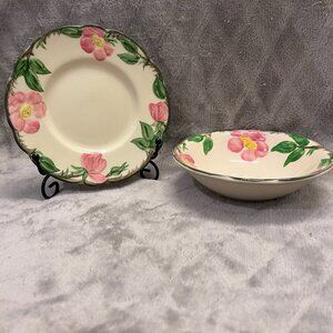 Franciscan Floral 6.5" Bread Salad Dessert Plate and 6” Bowl Hand Decorated